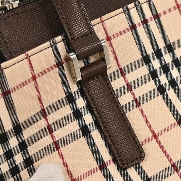 Burberry Beige Canvas Burberry Check Tote Handbag 166521 - Picture 5 of 9